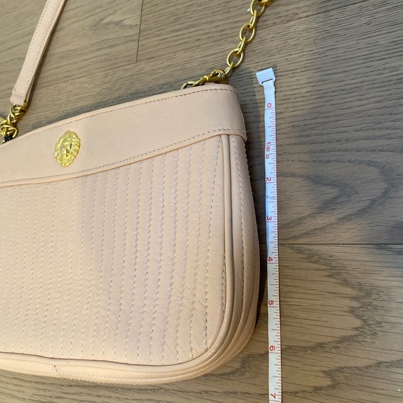 Leather Anne Klein Tan Crossbody Bag with Gold Lion Emblem and Gold Accents - Picture 10 of 11